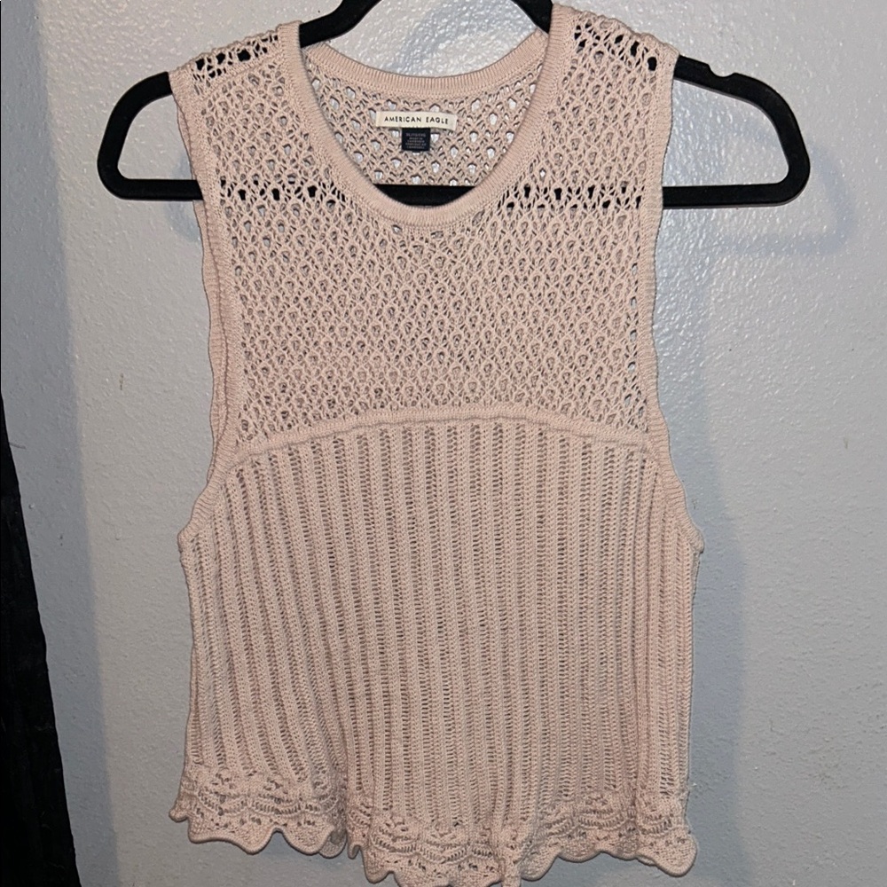 American Eagle Outfitters Women's Beige Knit Tank Top